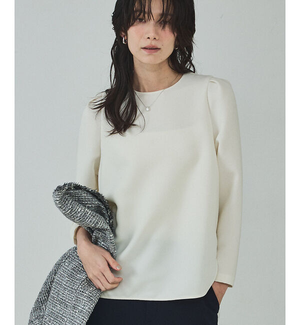 qualite「ライトダブルクロスナローブラウス」|シャツ・ブラウス|オフホワイト