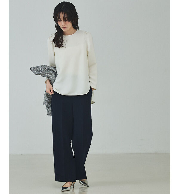 qualite「ライトダブルクロスナローブラウス」|シャツ・ブラウス|