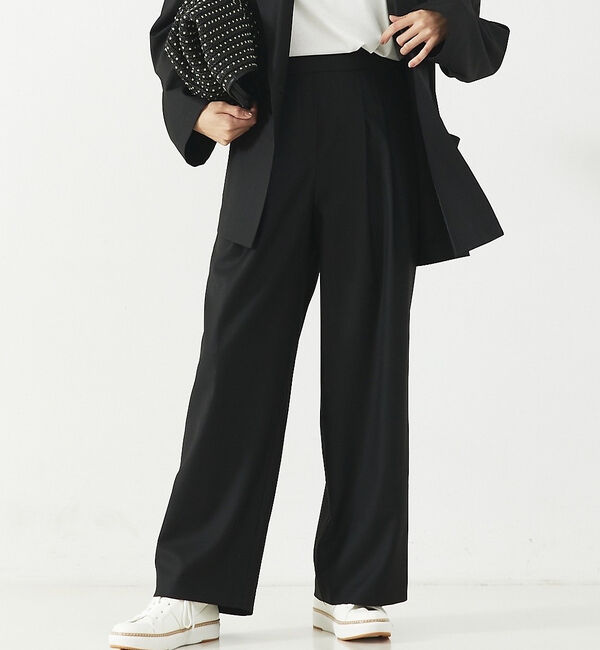 abahouse mavie「【LEE掲載・セットアップ対応】メランジ調ストレートパンツ/リネンライクタックス」|その他|ブラック
