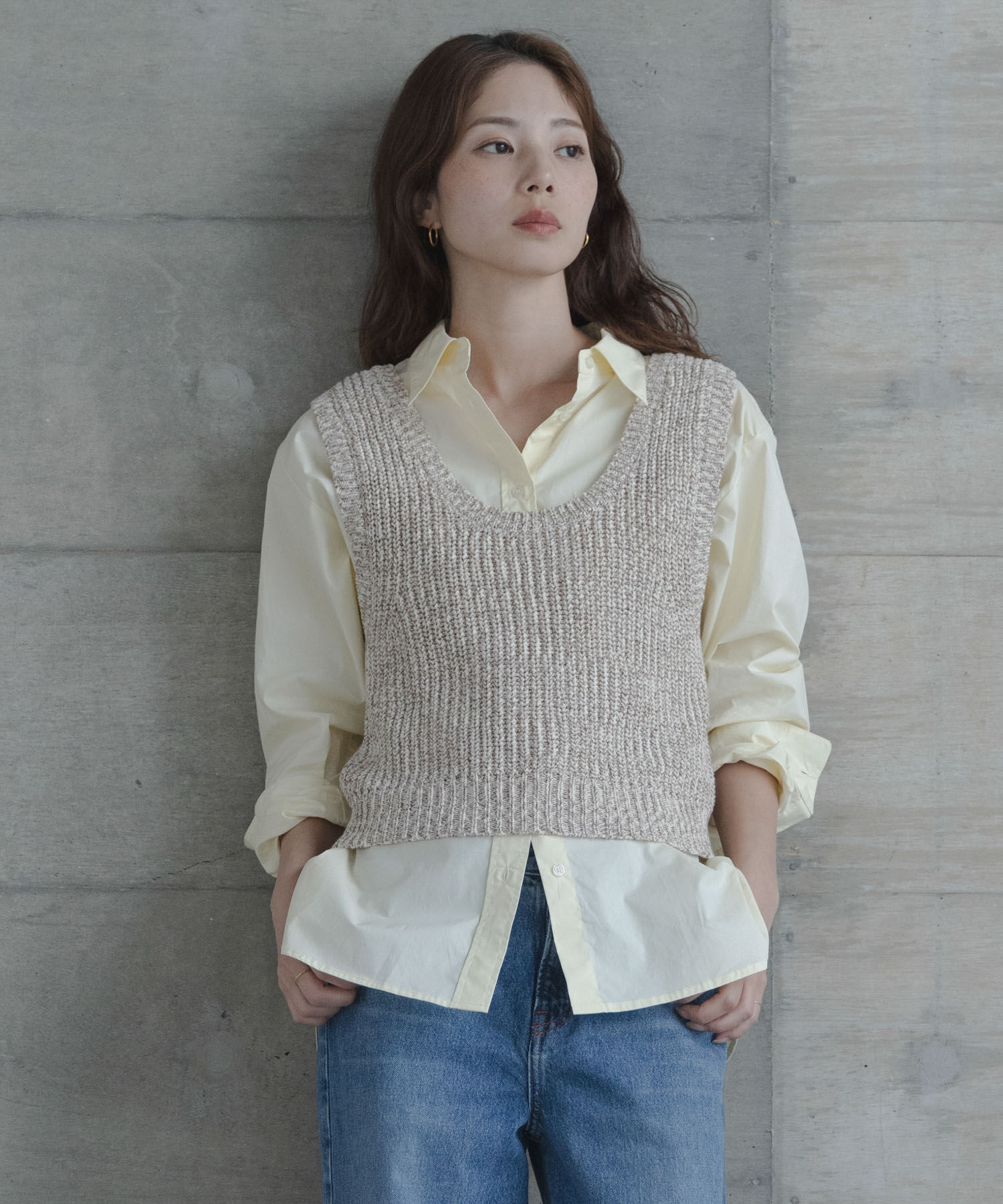 Sonny Label 「メランジテープヤーンUネックニットベスト」|ベスト・ジレ|