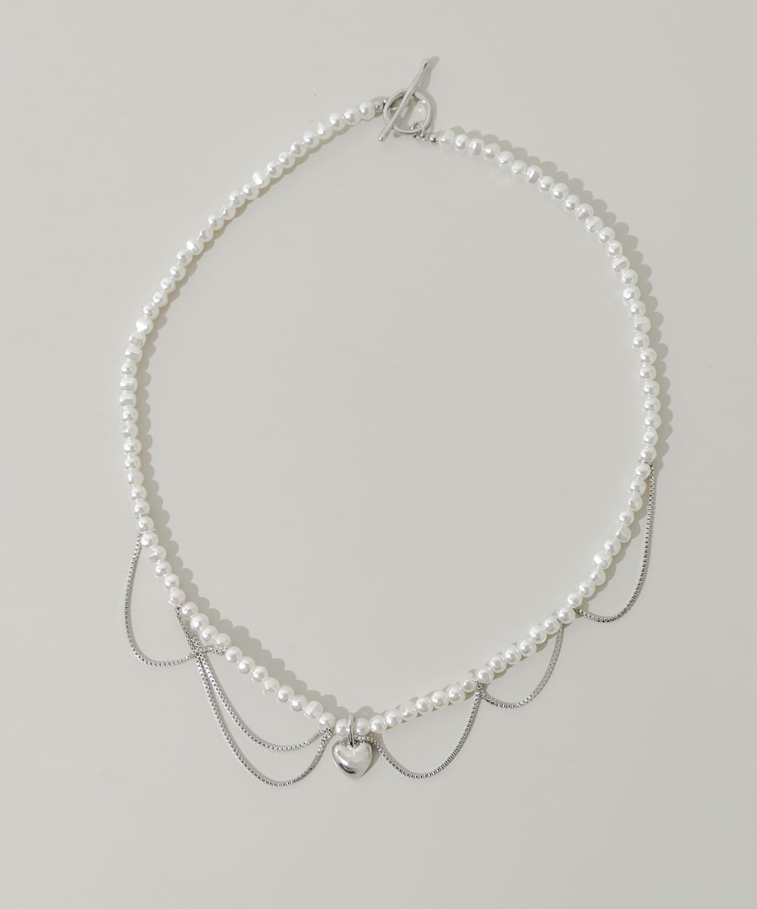 SMELLY「ハートレイヤードパールマンテルネックレス」|ネックレス|シルバー系その他