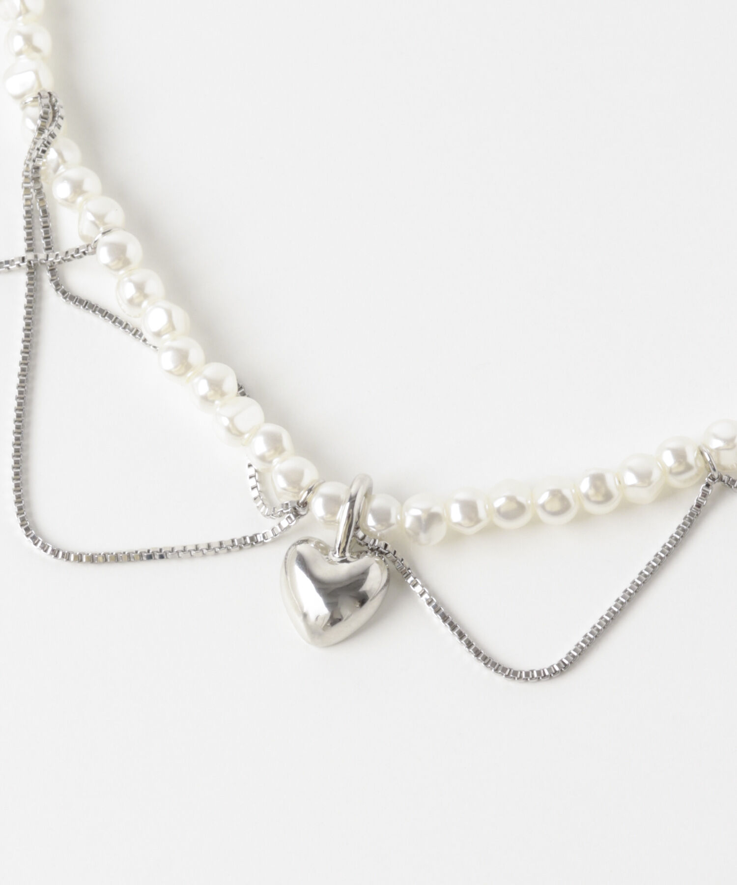 SMELLY「ハートレイヤードパールマンテルネックレス」|ネックレス|