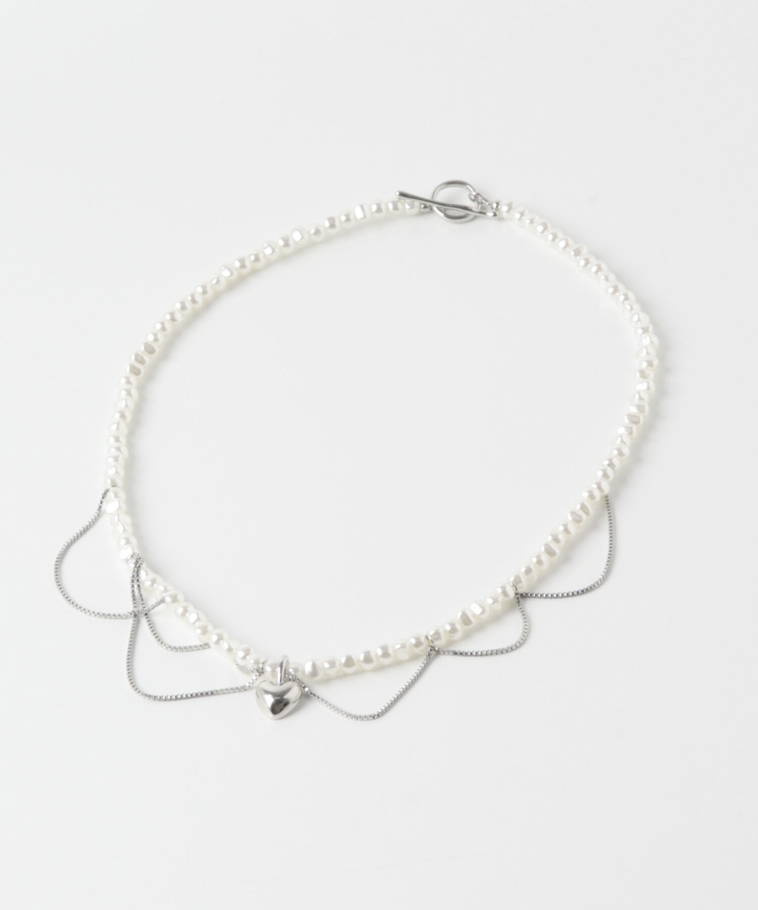 SMELLY「ハートレイヤードパールマンテルネックレス」|ネックレス|