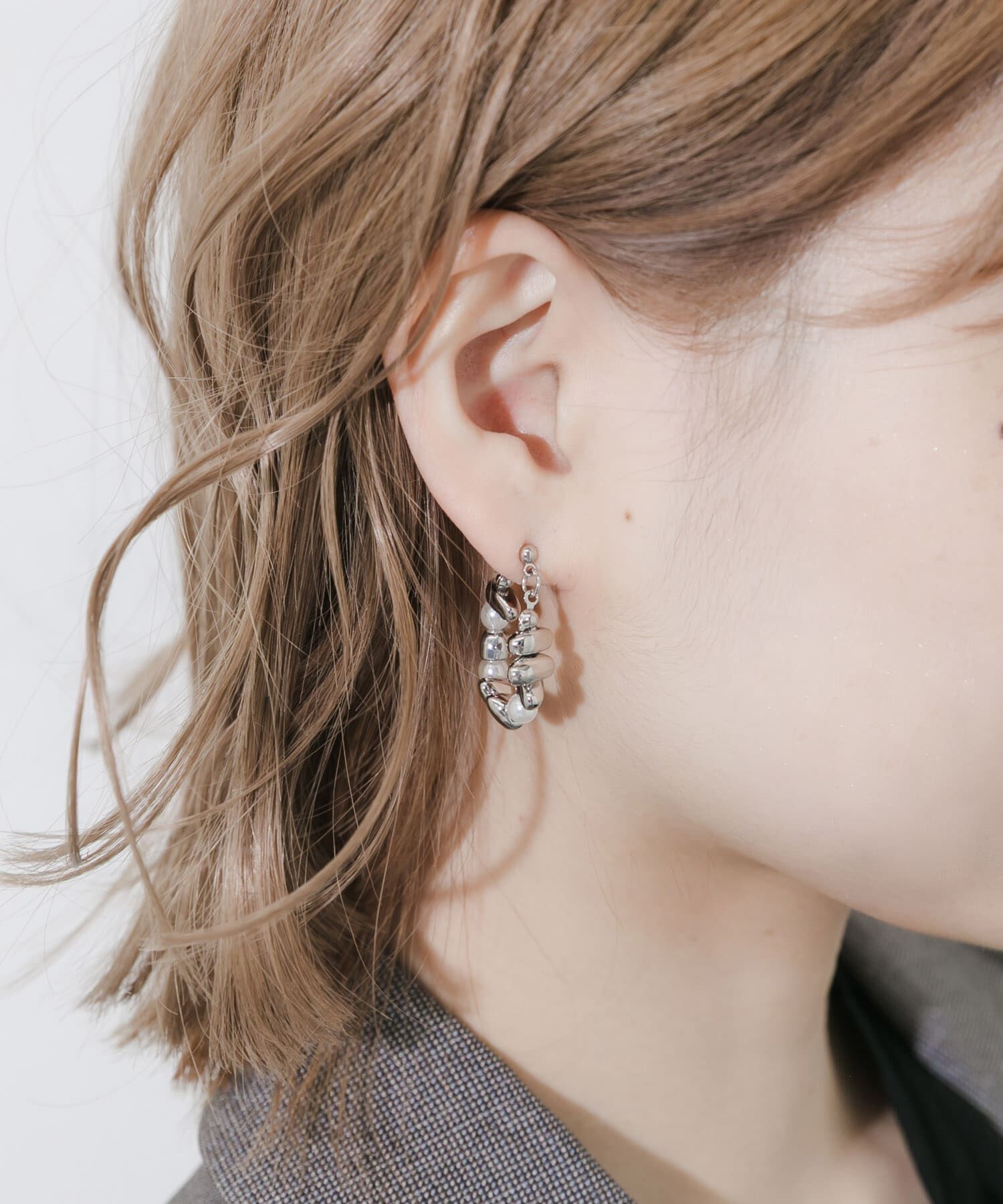 SMELLY「ストーンモチーフパールフープピアス」|ピアス|