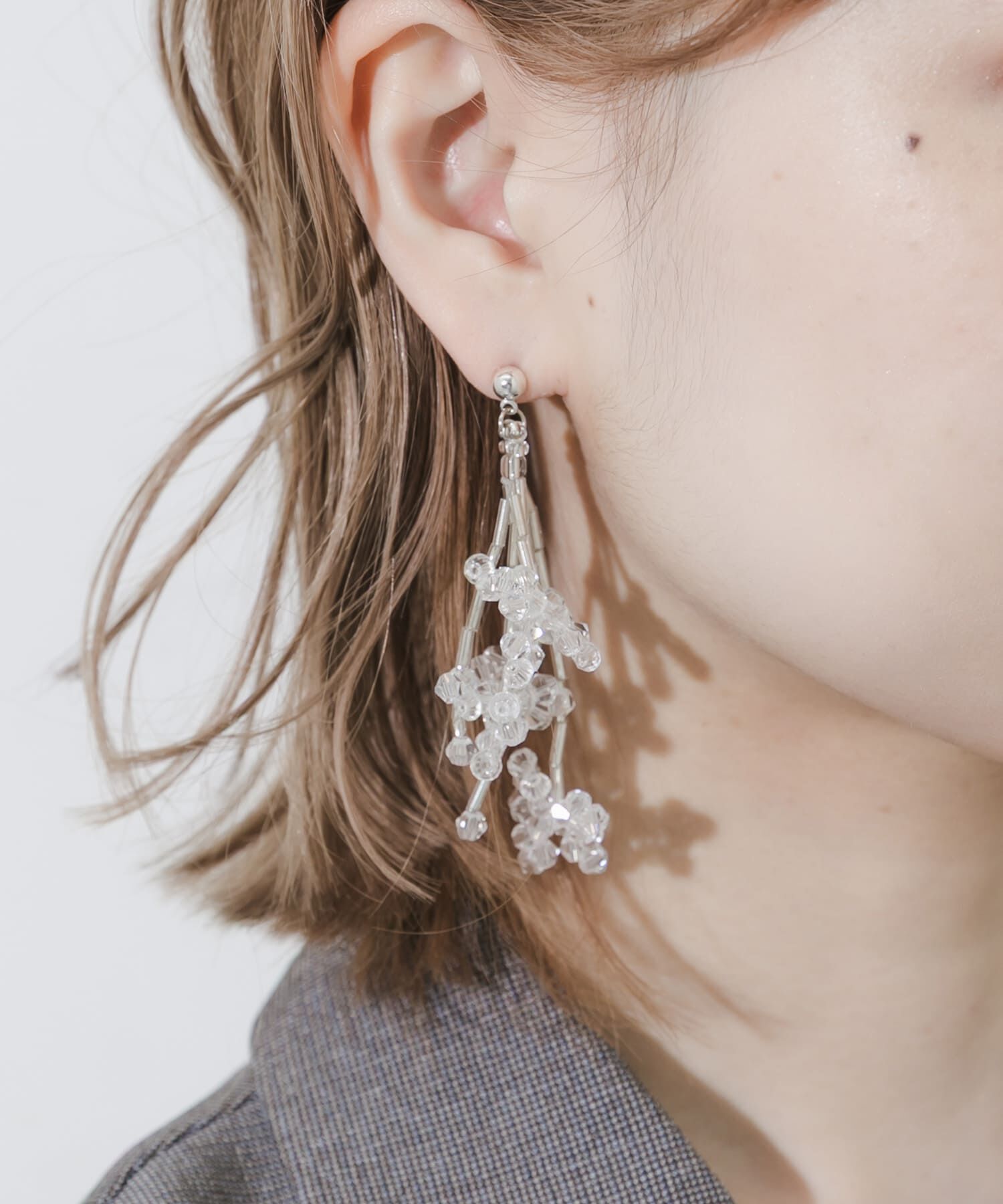 SMELLY「クリアビーズボリュームシャワーピアス」|ピアス|