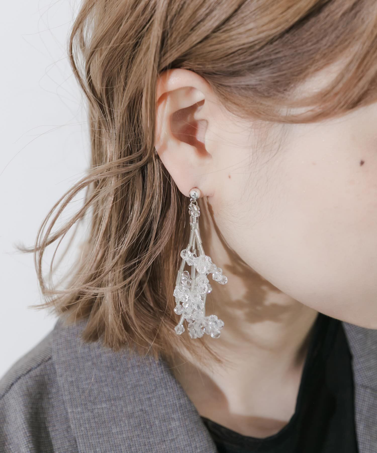 SMELLY「クリアビーズボリュームシャワーピアス」|ピアス|