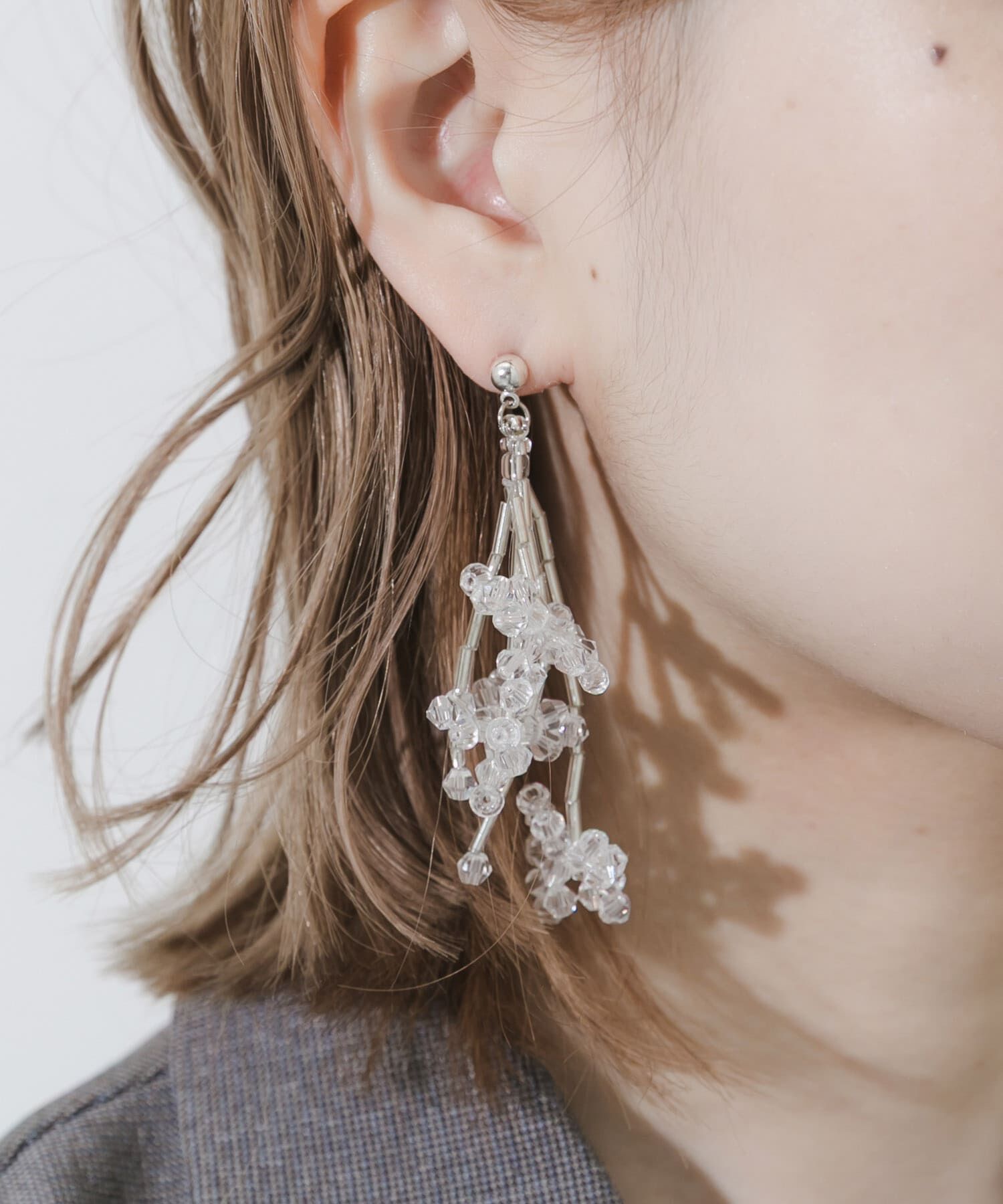 SMELLY「クリアビーズボリュームシャワーピアス」|ピアス|