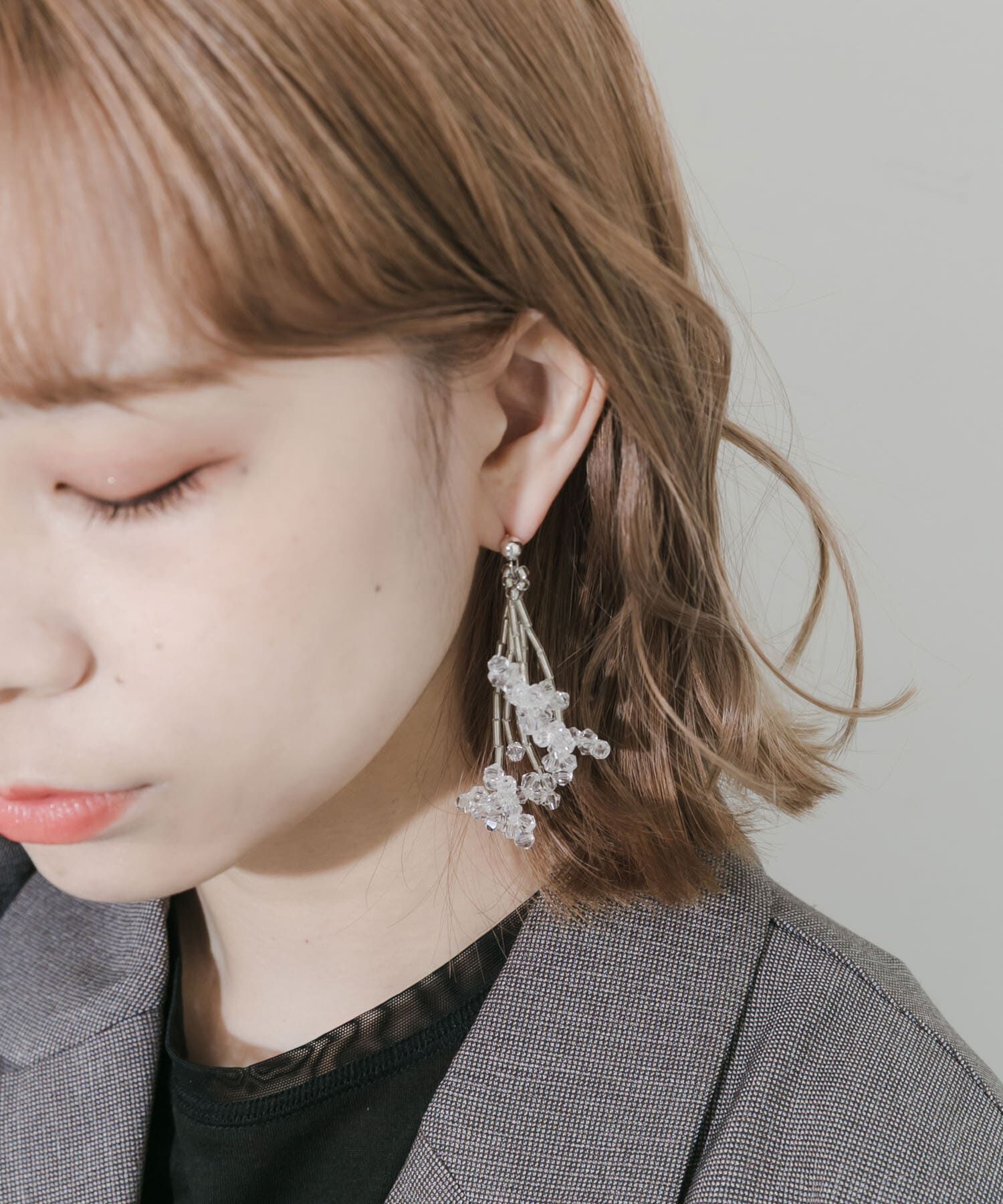 SMELLY「クリアビーズボリュームシャワーピアス」|ピアス|