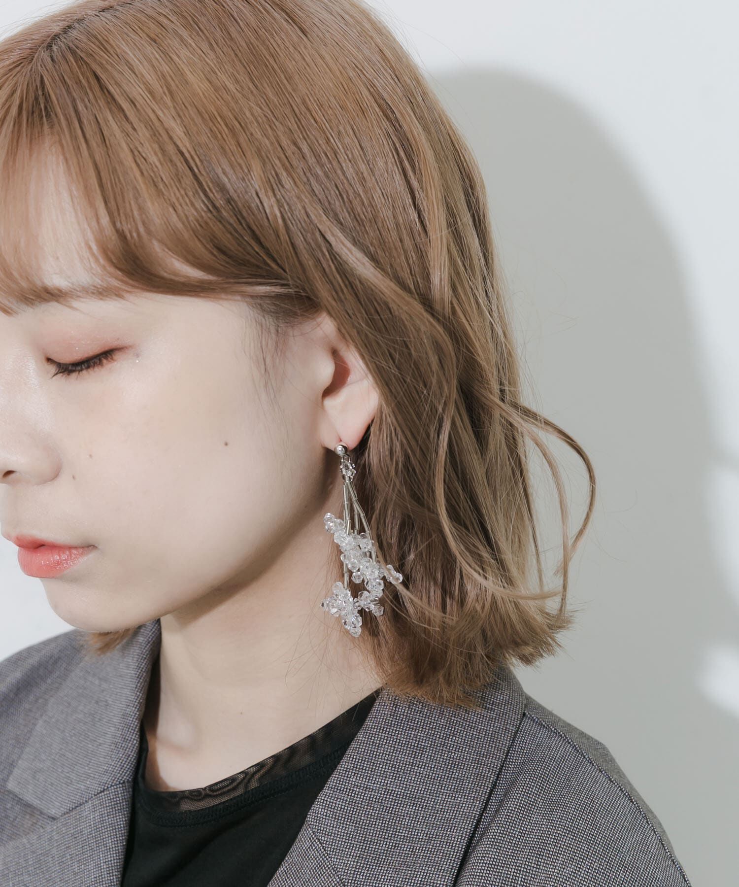 SMELLY「クリアビーズボリュームシャワーピアス」|ピアス|