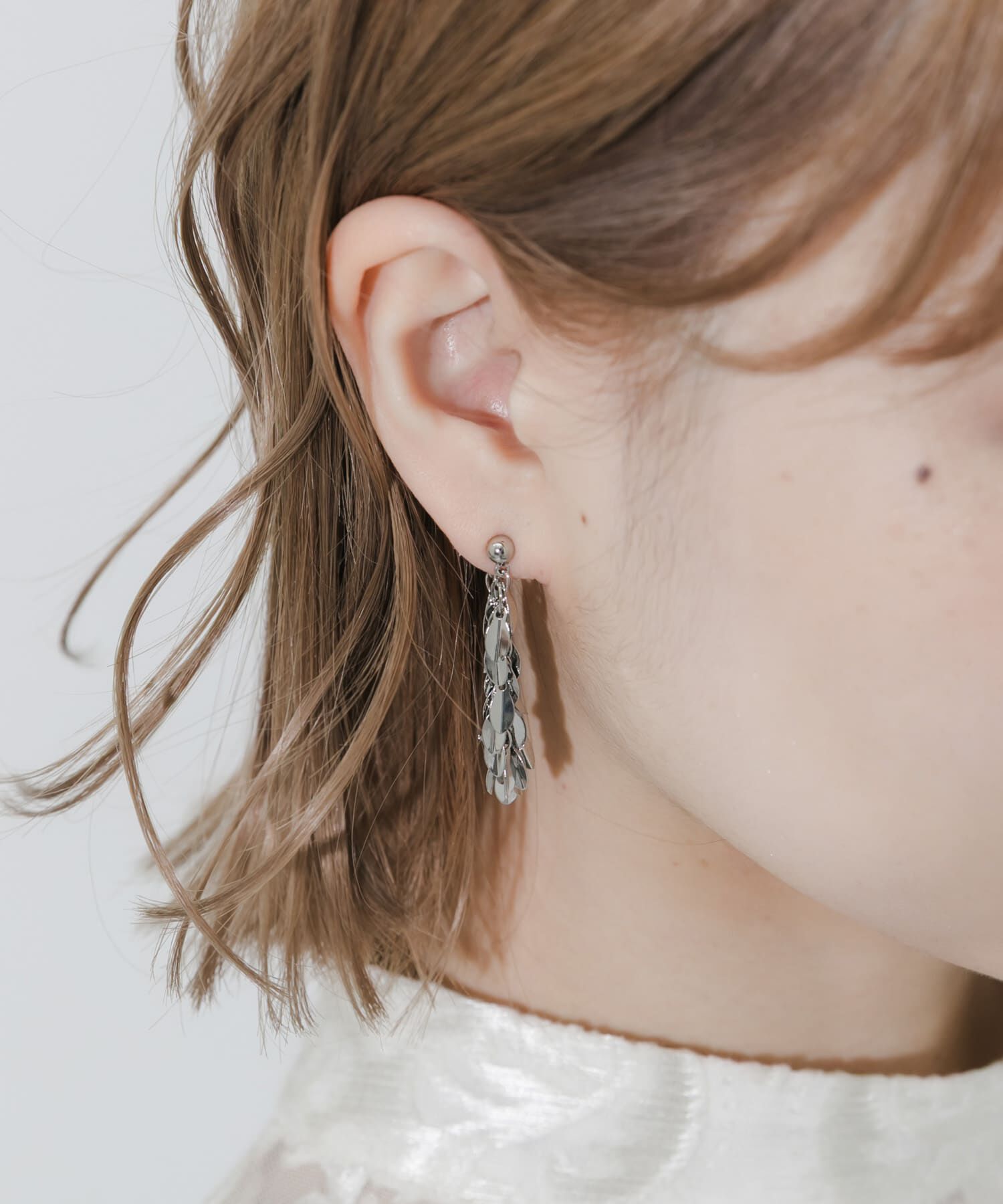 SMELLY「リーフプレートチェーンピアス」|ピアス|