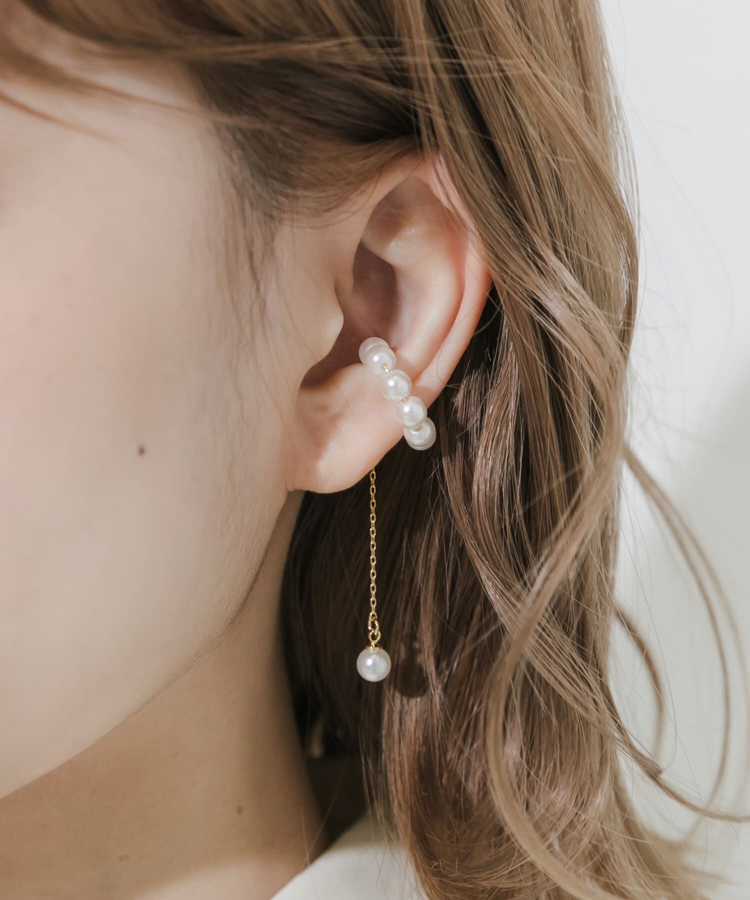 SMELLY「パールチェーンイヤカフ」|イヤリング|ホワイト系その他