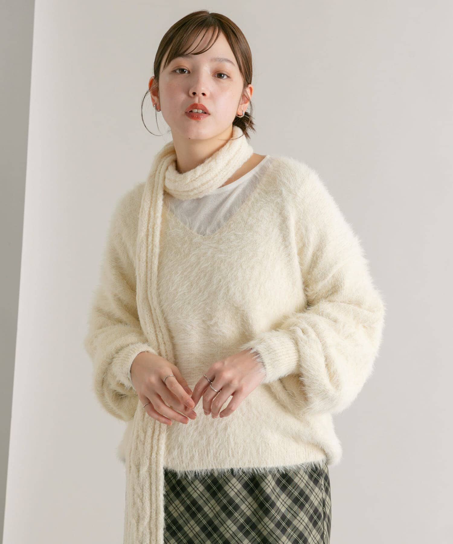  「シャギーVネックニット」|ニット・セーター|