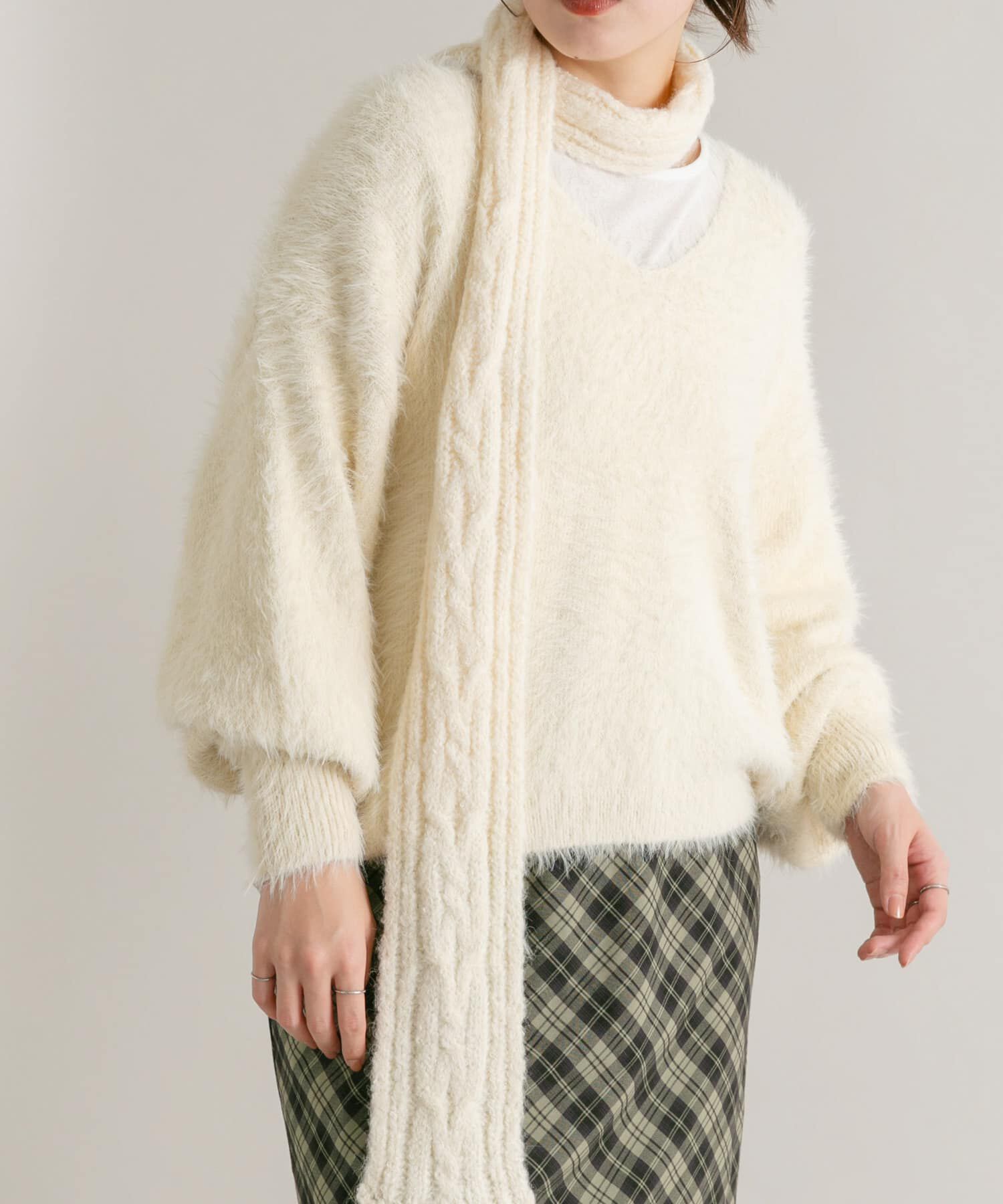  「シャギーVネックニット」|ニット・セーター|