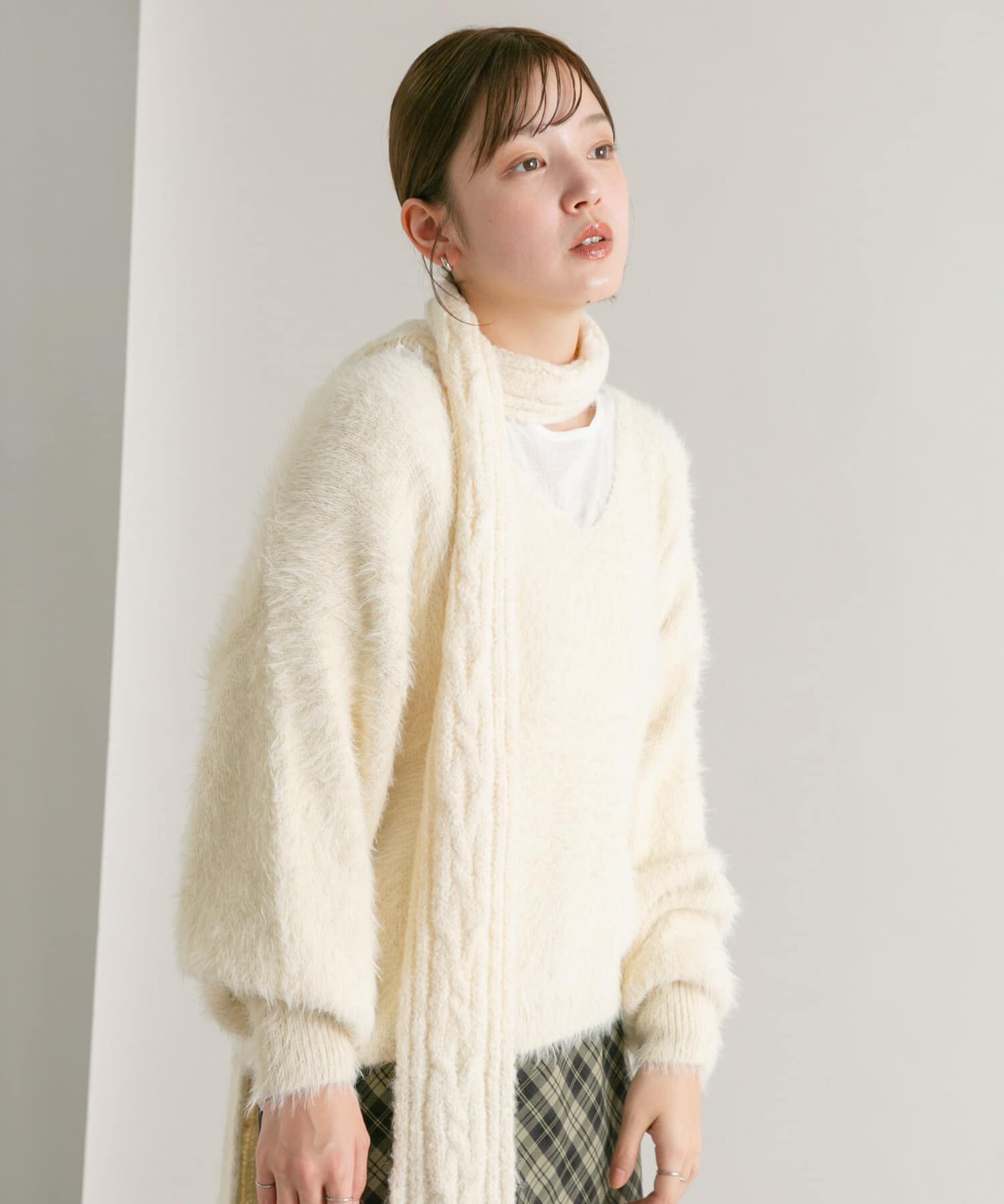  「シャギーVネックニット」|ニット・セーター|