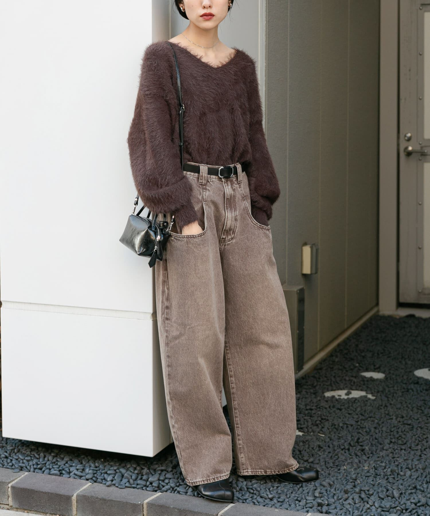  「シャギーVネックニット」|ニット・セーター|