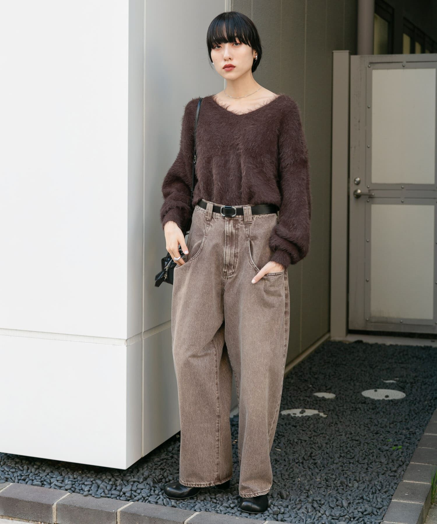  「シャギーVネックニット」|ニット・セーター|