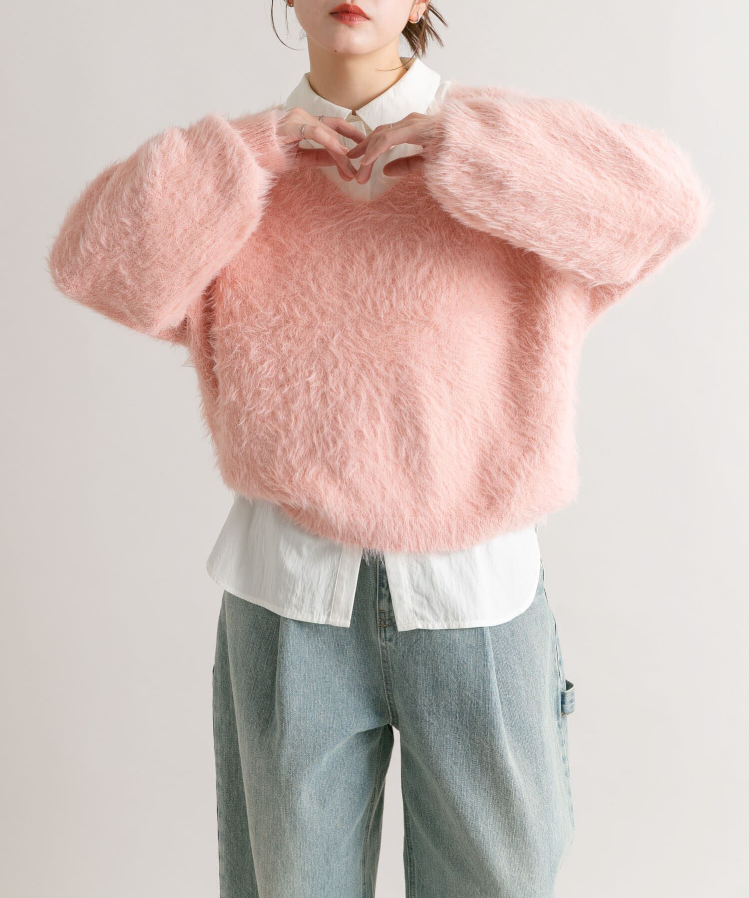  「シャギーVネックニット」|ニット・セーター|