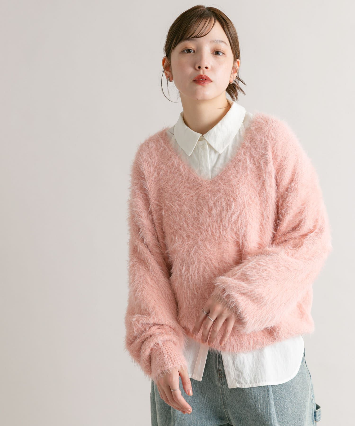  「シャギーVネックニット」|ニット・セーター|