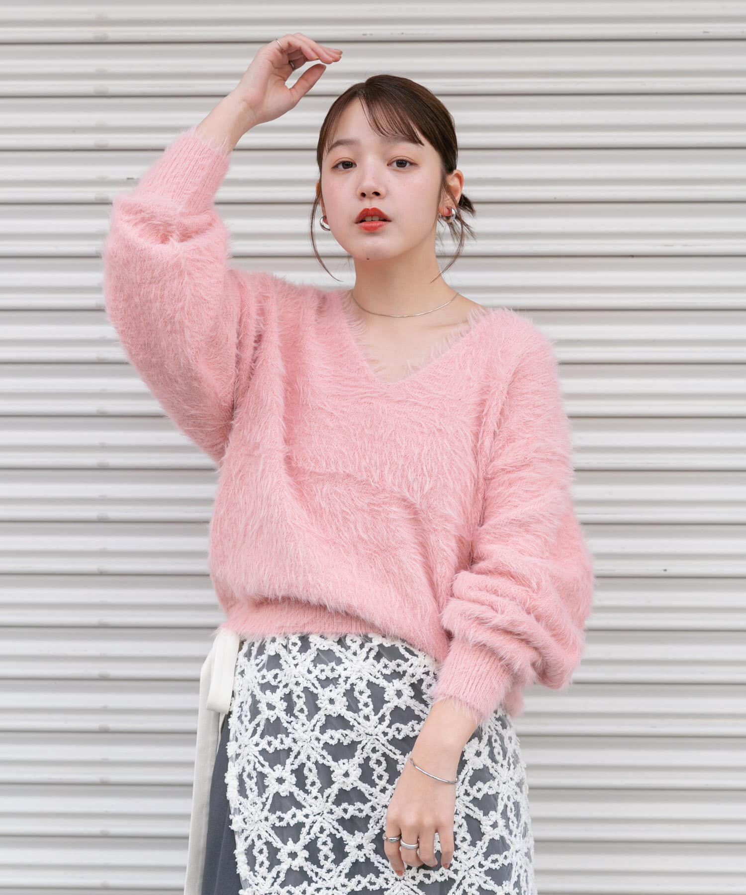  「シャギーVネックニット」|ニット・セーター|