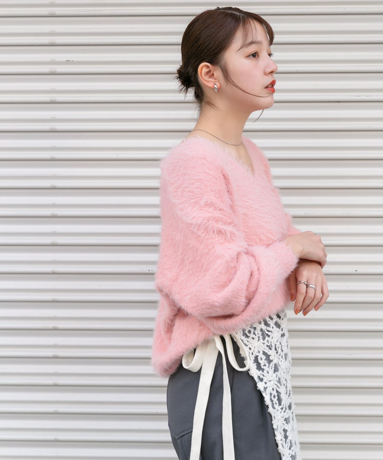  「シャギーVネックニット」|ニット・セーター|