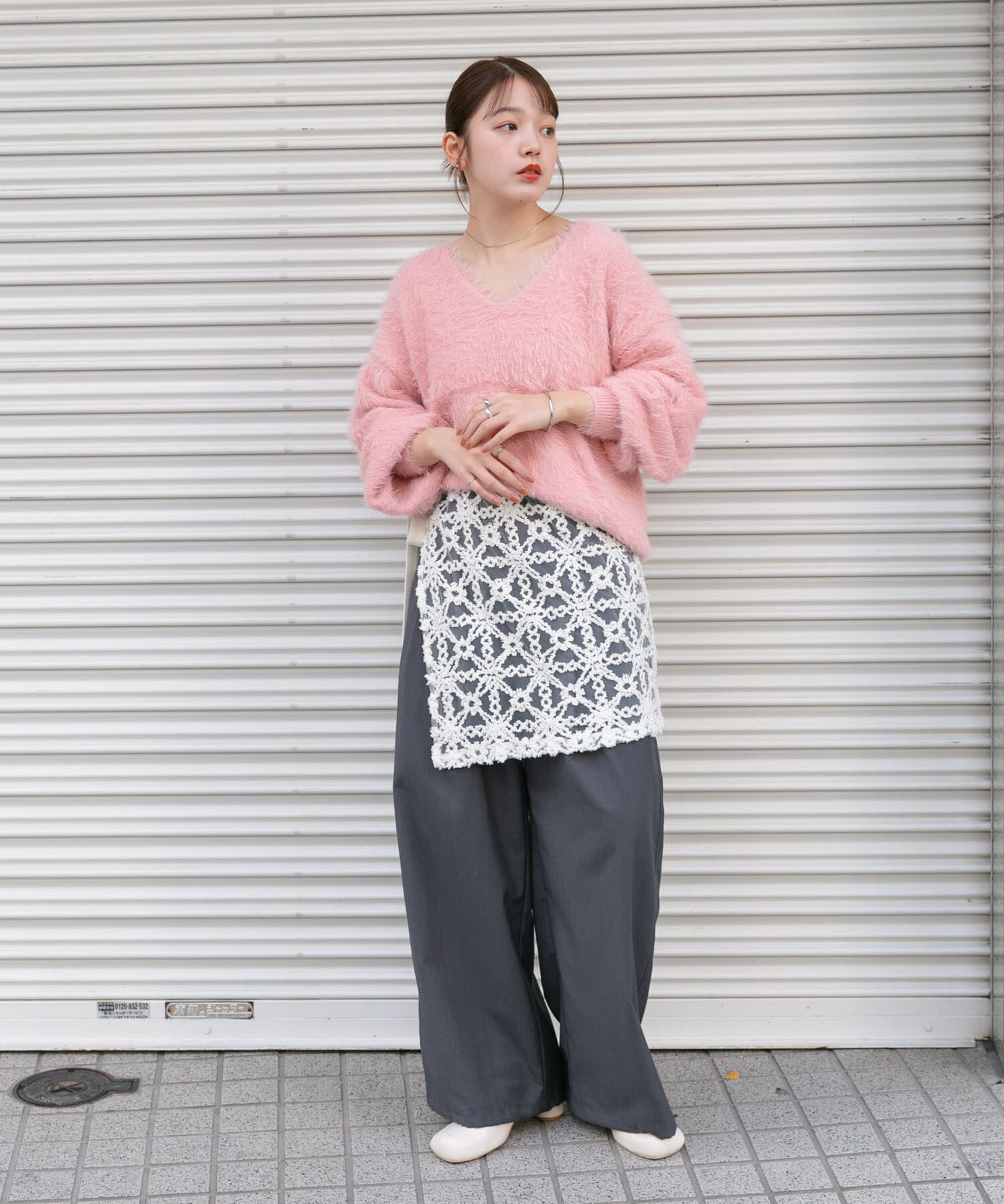  「シャギーVネックニット」|ニット・セーター|