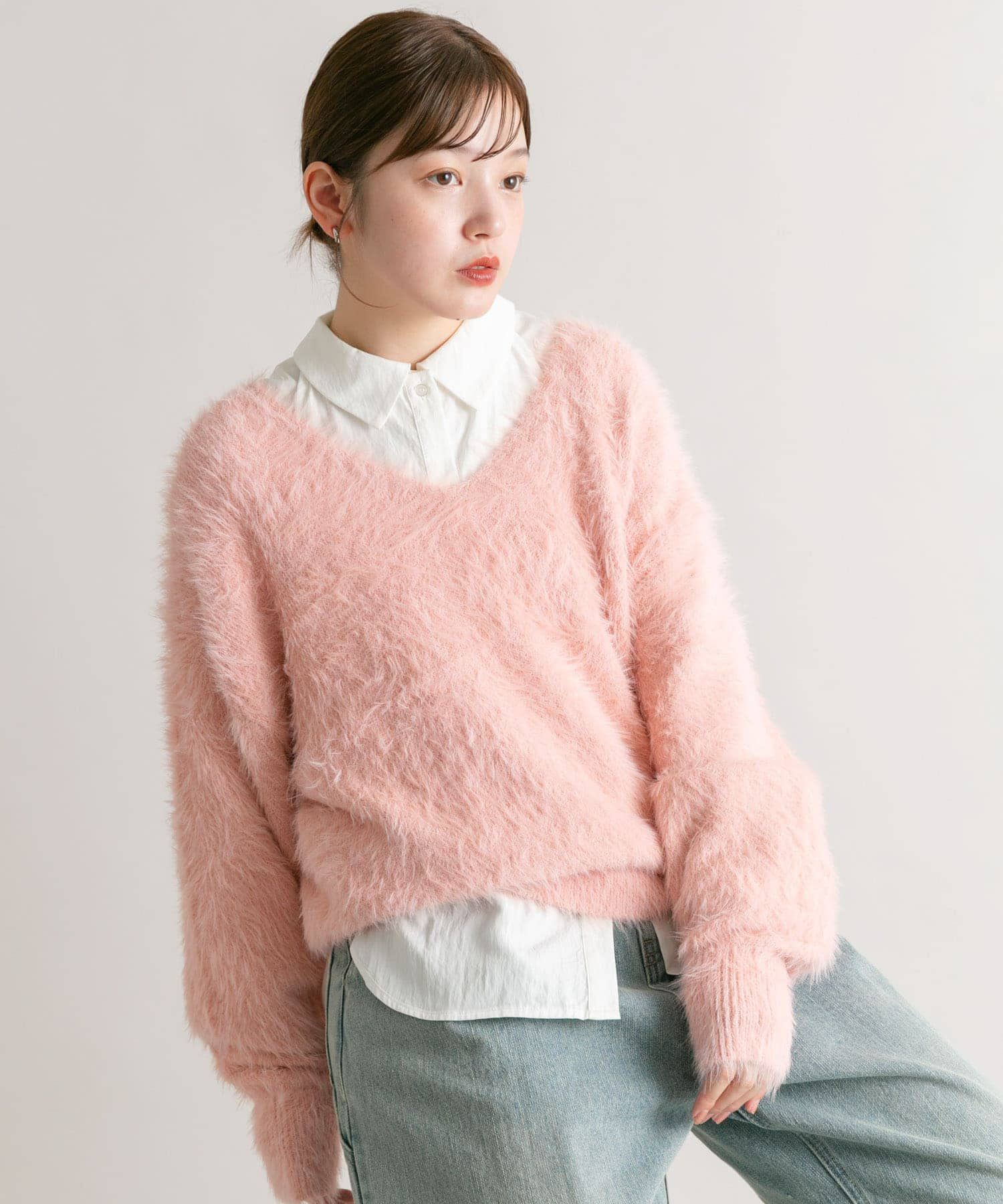  「シャギーVネックニット」|ニット・セーター|