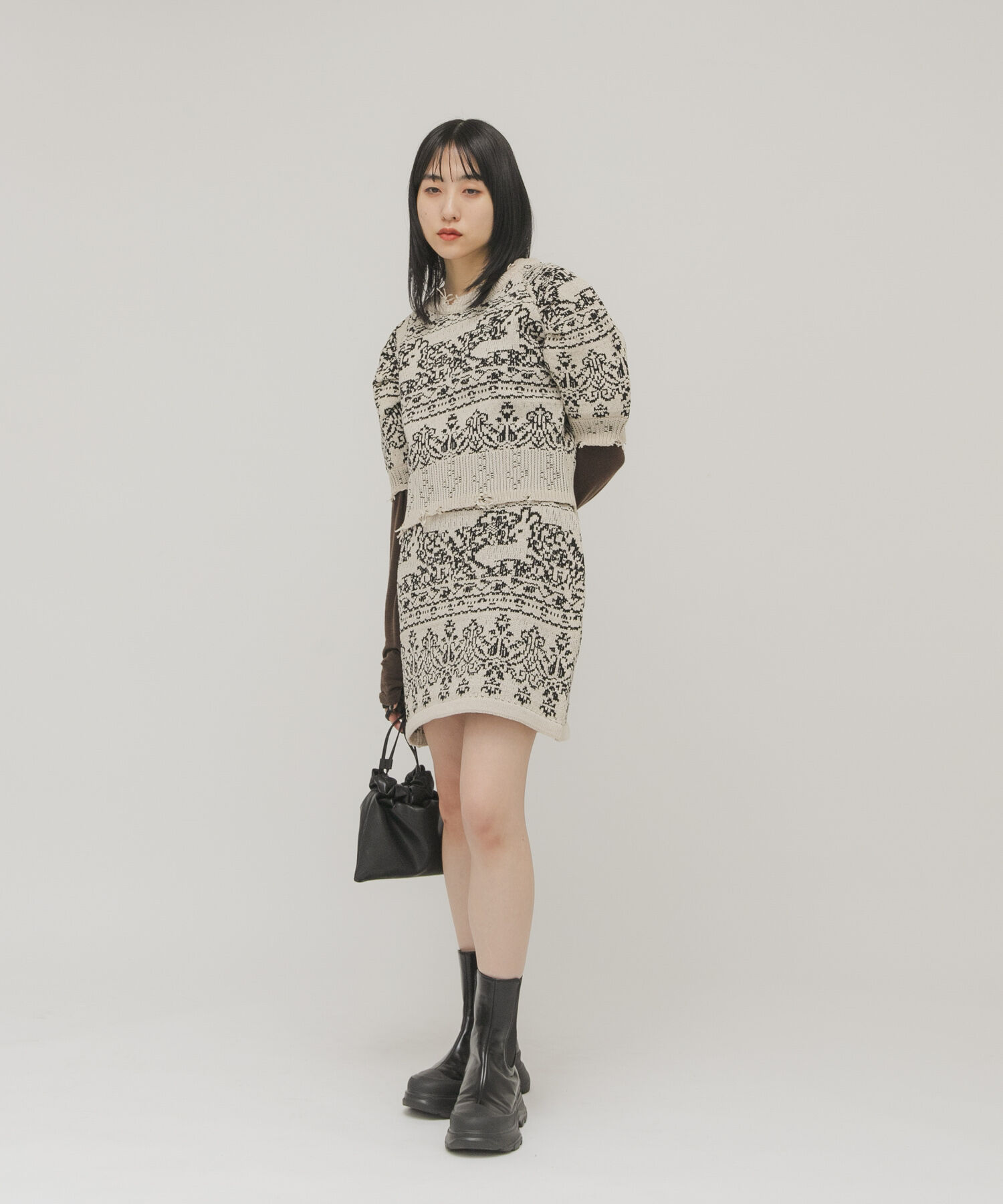  「ジャガードハーフスリーブニット」|ニット・セーター|