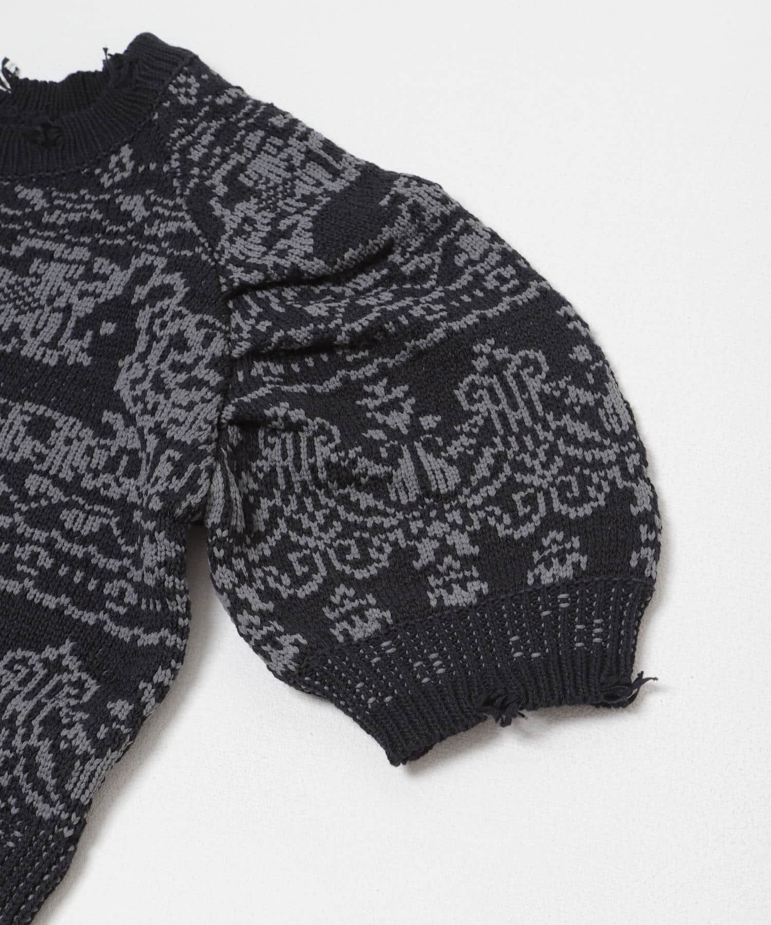  「ジャガードハーフスリーブニット」|ニット・セーター|
