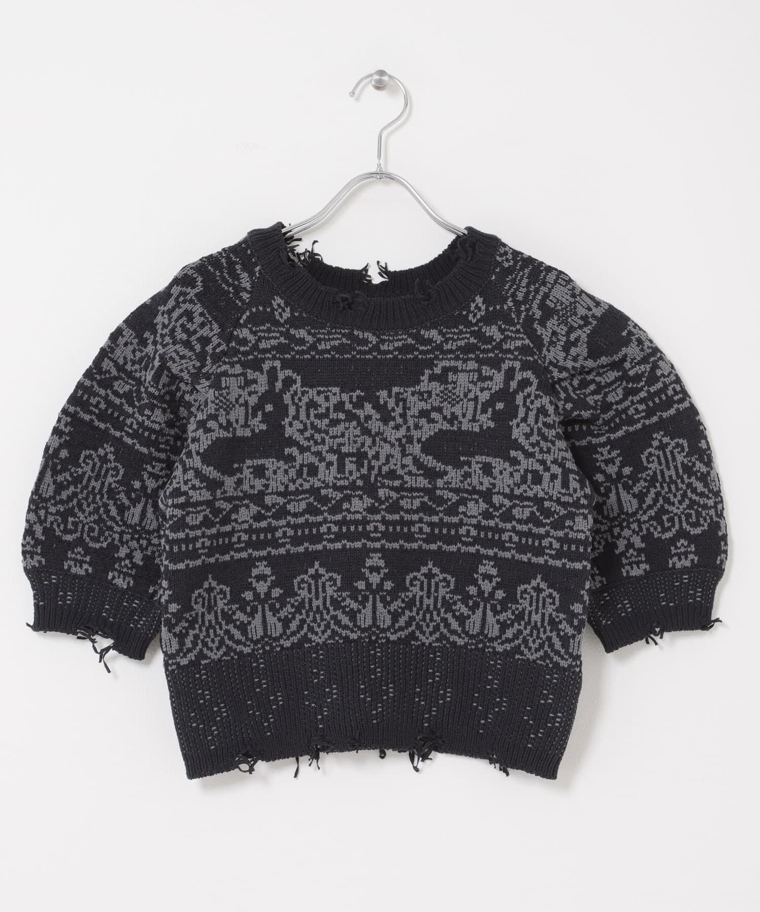  「ジャガードハーフスリーブニット」|ニット・セーター|