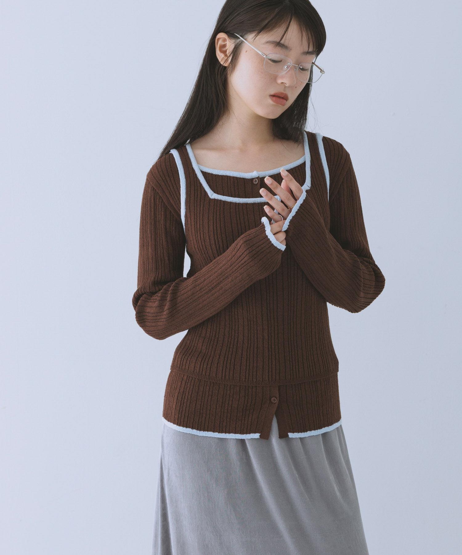  「2WAYタンクトップSETカーディガン」|ニット・セーター|