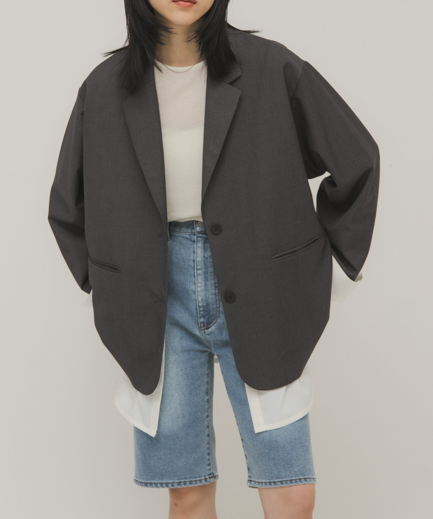  「レイヤードデザインジャケット」|その他|グレー系その他