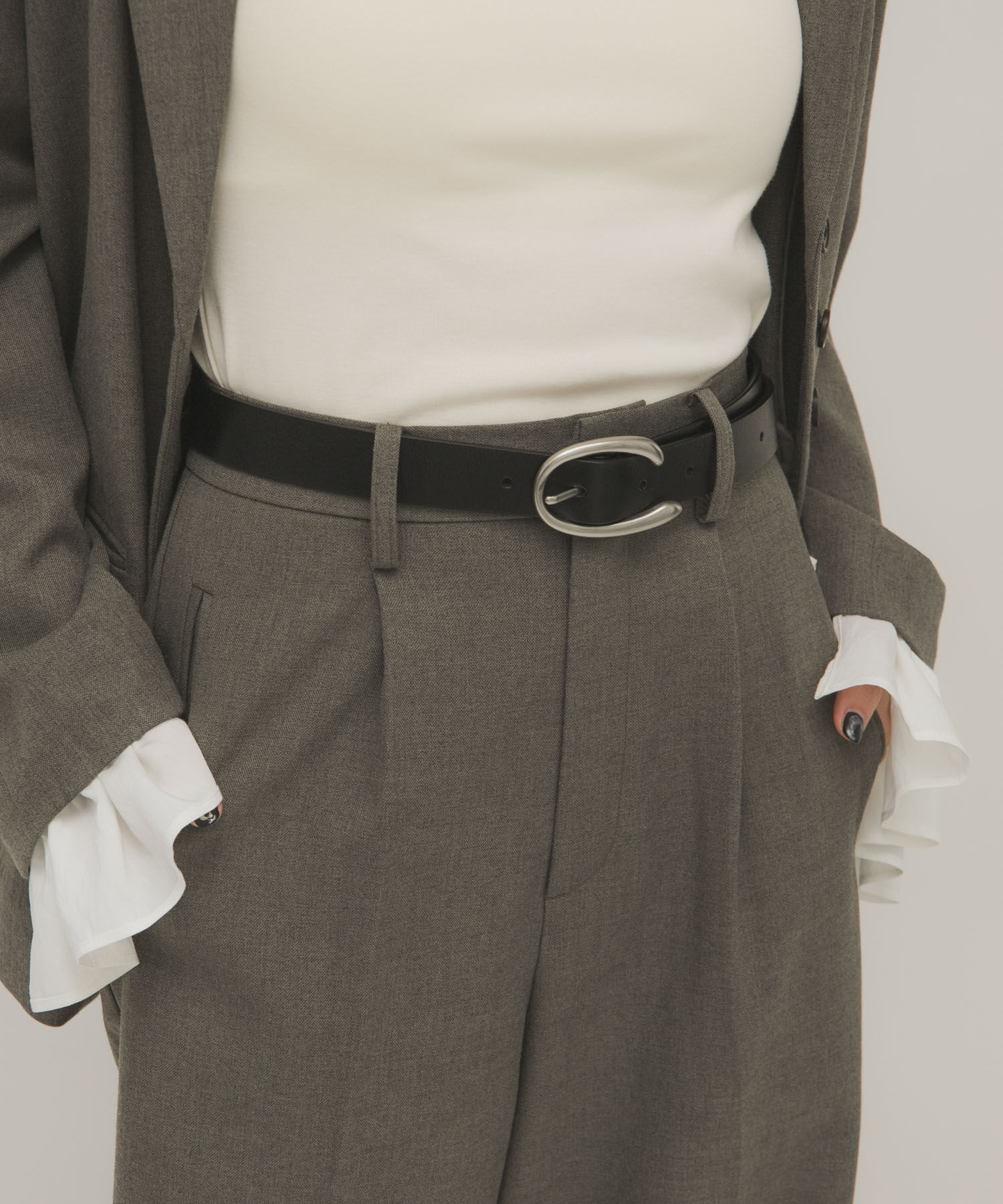  「バックルデザインレザーベルト」|ベルト|