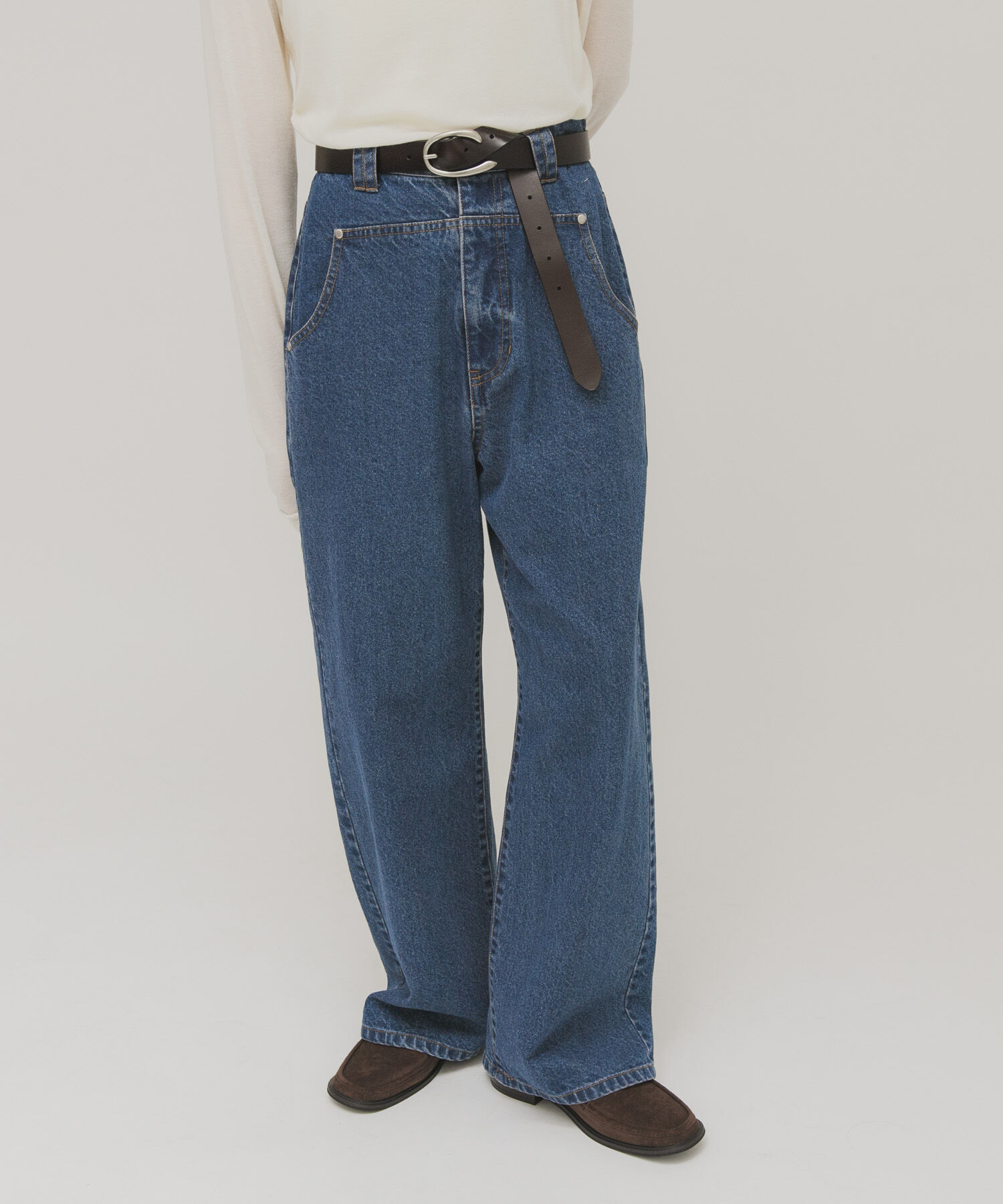  「バックルデザインレザーベルト」|ベルト|