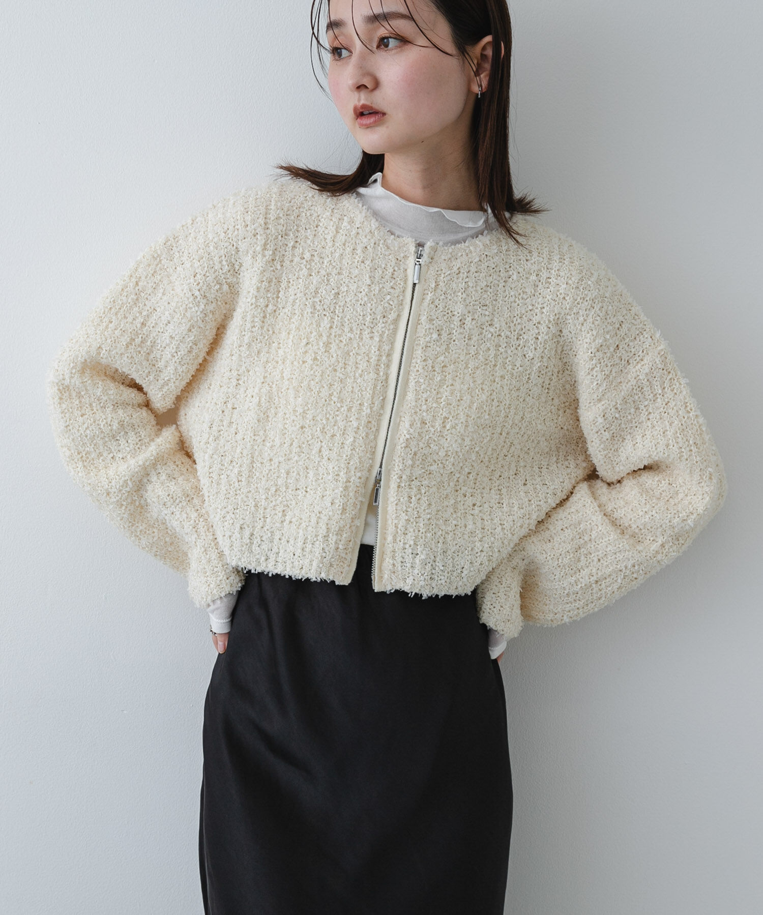 SENSE OF PLACE by URBAN RESEARCH「『洗濯可』コードテープヤーンカーディガン」|カーディガン|アイボリー