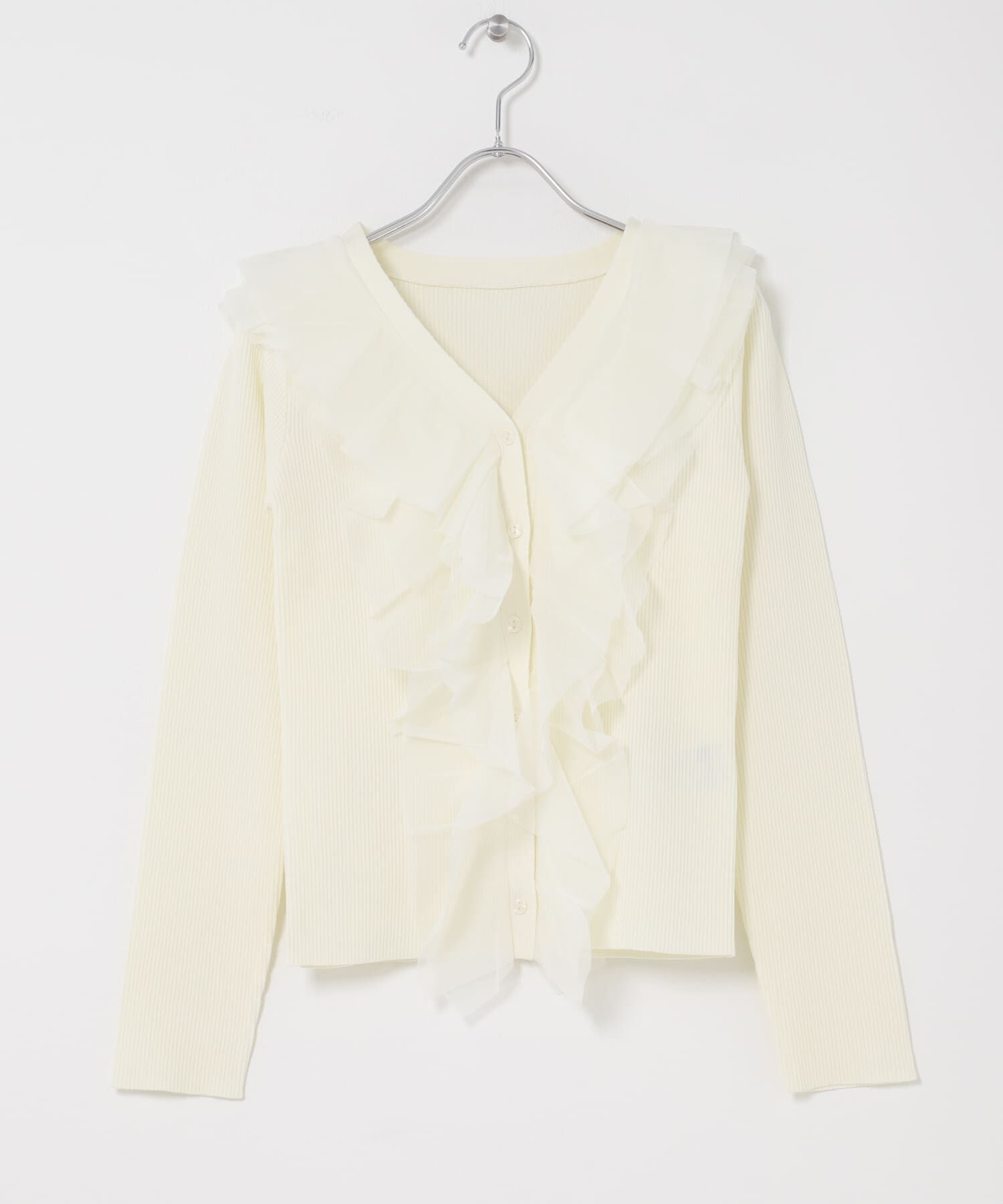 SENSE OF PLACE by URBAN RESEARCH「『洗濯可』チュールフリルニットカーディガン」|カーディガン|