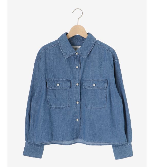 「《軽い素材》パールボタンコンパクトデニムシャツ」|シャツ・ブラウス|