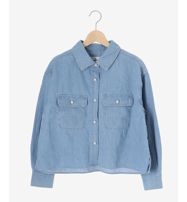  「《軽い素材》パールボタンコンパクトデニムシャツ」|シャツ・ブラウス|