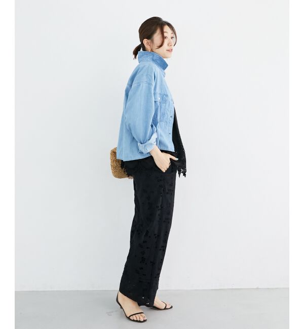  「《軽い素材》パールボタンコンパクトデニムシャツ」|シャツ・ブラウス|