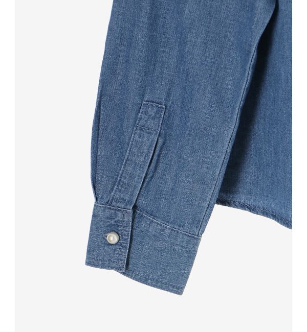  「《軽い素材》パールボタンコンパクトデニムシャツ」|シャツ・ブラウス|