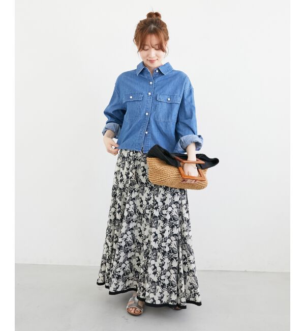  「《軽い素材》パールボタンコンパクトデニムシャツ」|シャツ・ブラウス|