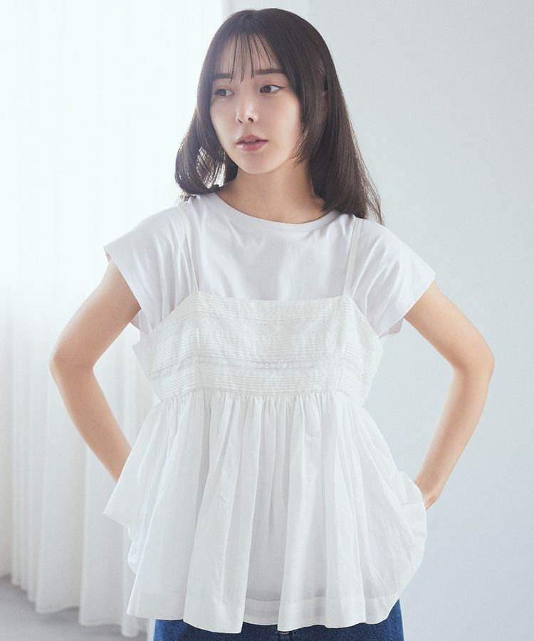 earth music&ecology「SET2点レースキャミ+フレンチTee」|Tシャツ・カットソー|