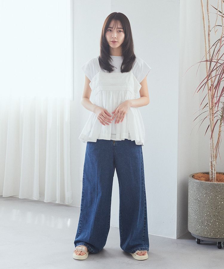 earth music&ecology「SET2点レースキャミ+フレンチTee」|Tシャツ・カットソー|