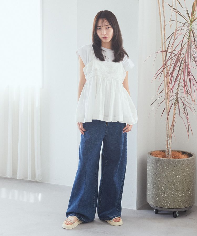 earth music&ecology「SET2点レースキャミ+フレンチTee」|Tシャツ・カットソー|