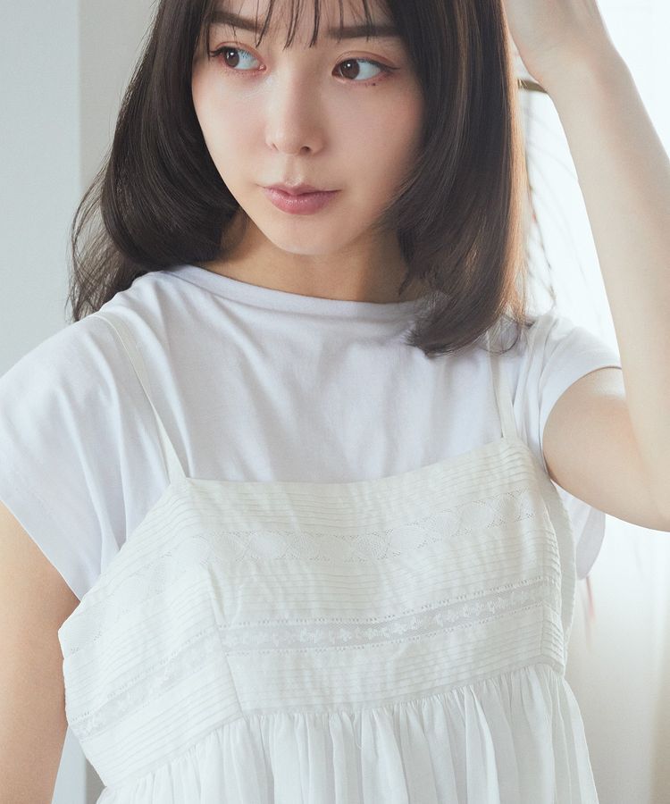 earth music&ecology「SET2点レースキャミ+フレンチTee」|Tシャツ・カットソー|