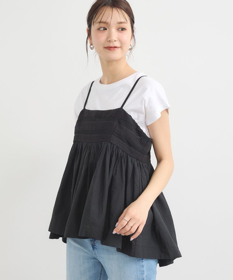 earth music&ecology「SET2点レースキャミ+フレンチTee」|Tシャツ・カットソー|