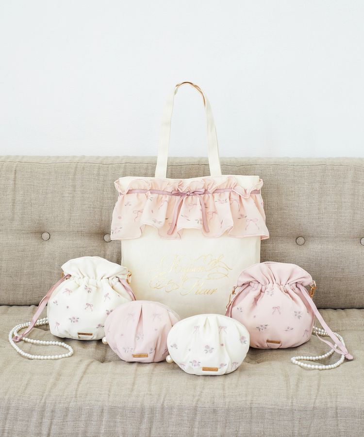 Maison de FLEUR「ローズリボン刺繍キャンバストートバッグ」|トートバッグ|