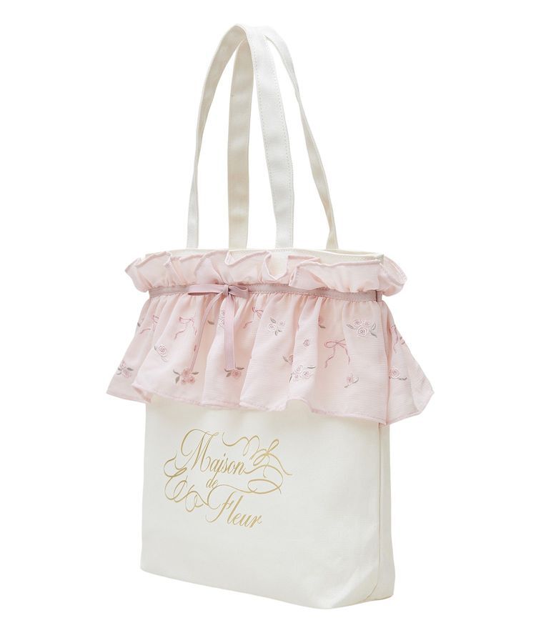 Maison de FLEUR「ローズリボン刺繍キャンバストートバッグ」|トートバッグ|