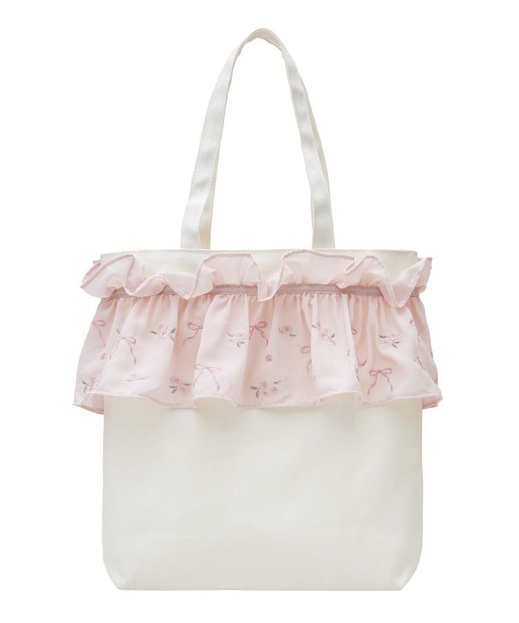 Maison de FLEUR「ローズリボン刺繍キャンバストートバッグ」|トートバッグ|