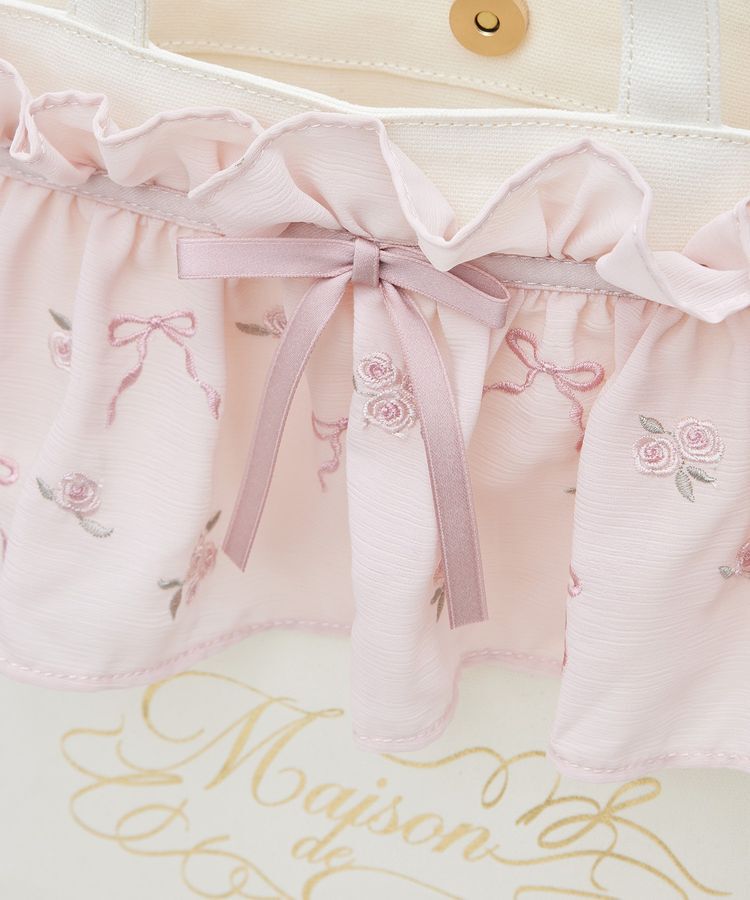 Maison de FLEUR「ローズリボン刺繍キャンバストートバッグ」|トートバッグ|