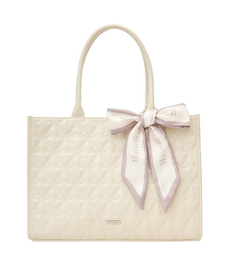 Maison de FLEUR「スカーフ付リボンキルティングトートバッグ」|トートバッグ|